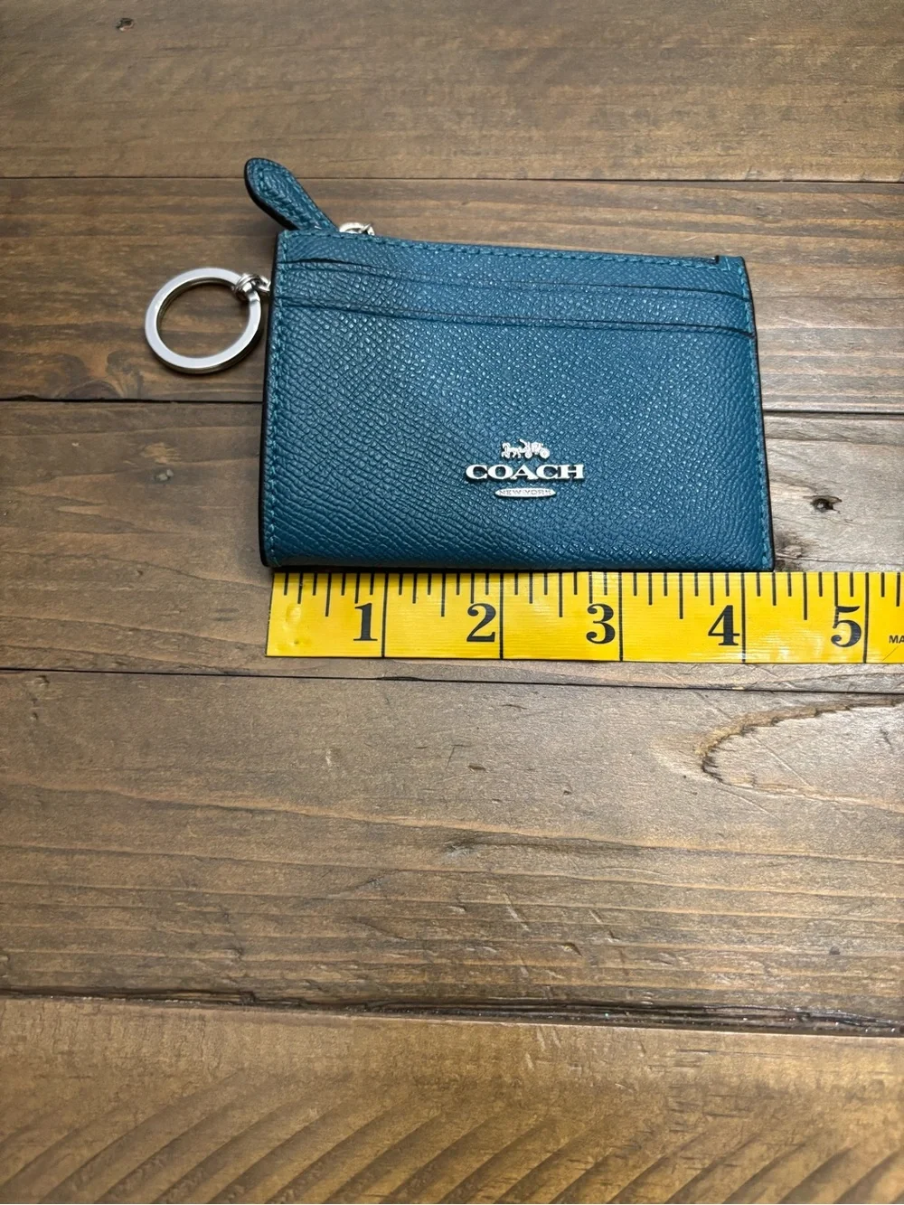 Coach Teal Mini Skinny ID Case Card Holder